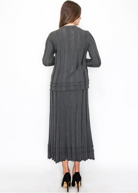 Grey Knit Skirt with Ruffle Hem