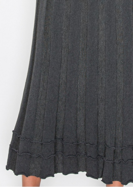 Grey Knit Skirt with Ruffle Hem