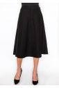 Black Pleated Knit Midi Skirt