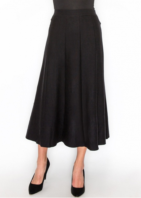 Classic A-Line Black Pleated Midi Skirt