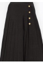 Black Pleated Skirt with Button Accents