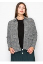 Collared Knit Jacket with Geometric Pattern