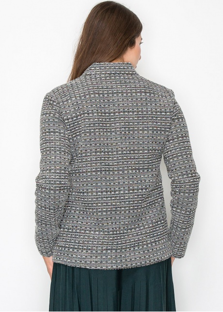 Collared Knit Jacket with Geometric Pattern