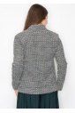 Collared Knit Jacket with Geometric Pattern