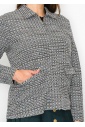 Collared Knit Jacket with Geometric Pattern