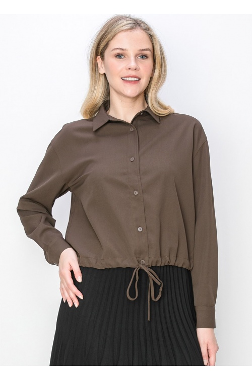 Classic Brown Shirt with Drawstring