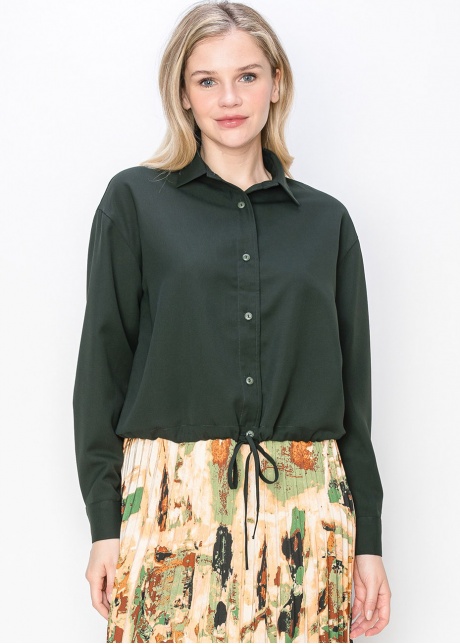Hunter Green Button-Down Blouse