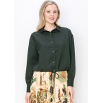 Hunter Green Button-Down Blouse