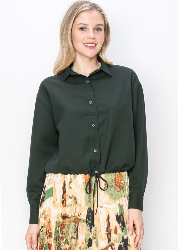 Hunter Green Button-Down Blouse