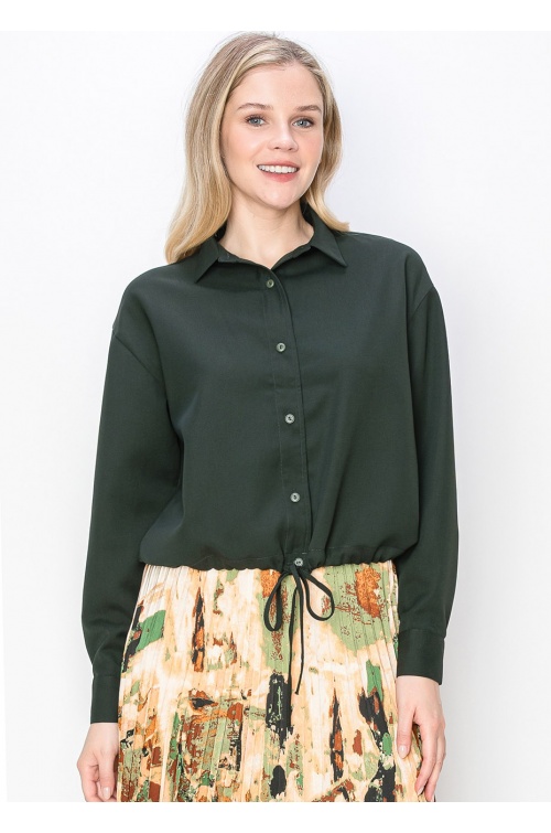 Hunter Green Button-Down Blouse