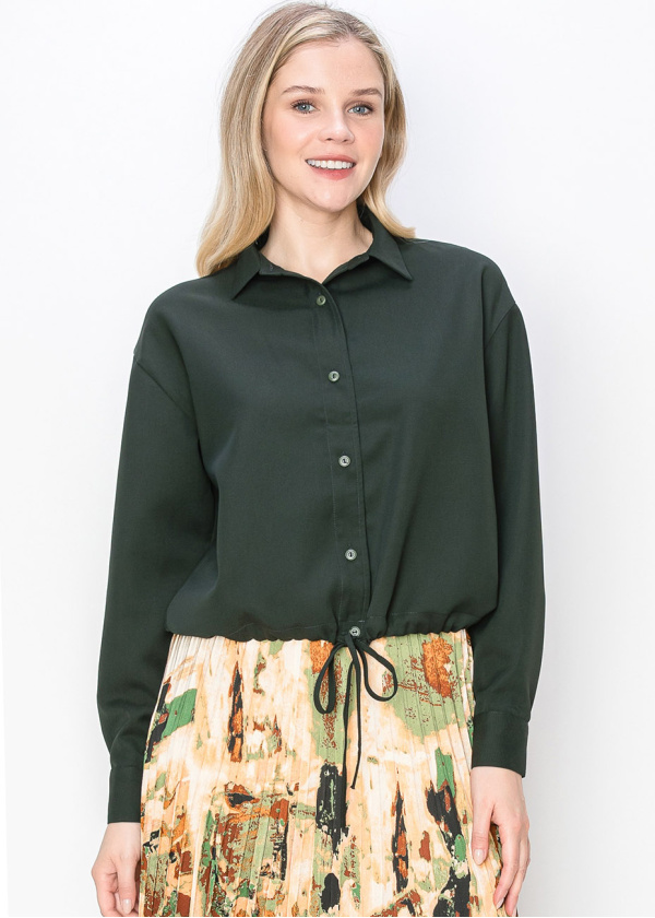 Hunter Green Button-Down Blouse