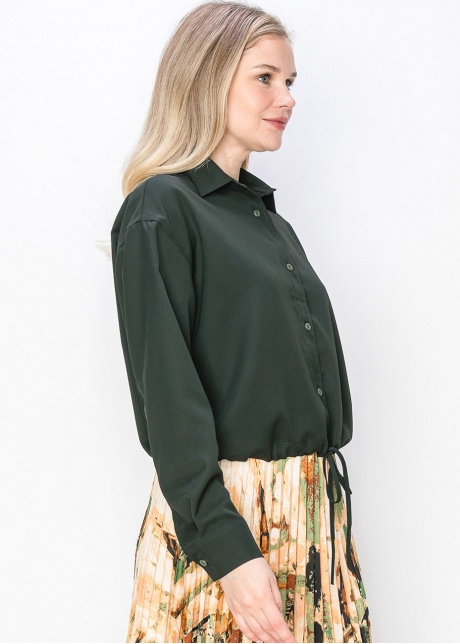 Hunter Green Button-Down Blouse