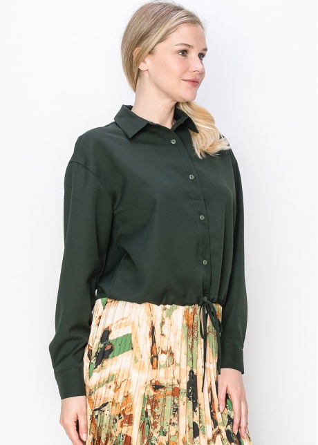 Hunter Green Button-Down Blouse