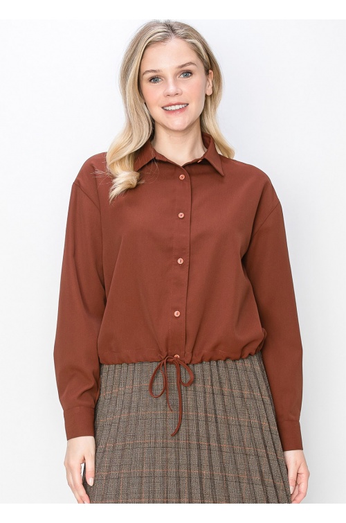 Rust-Colored Shirt with Drawstring