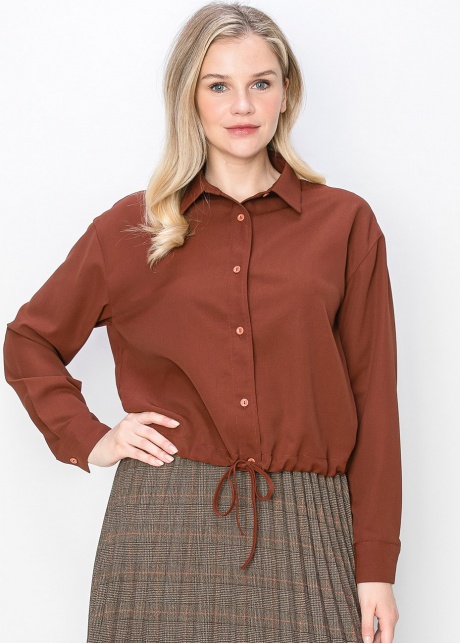 Rust-Colored Shirt with Drawstring