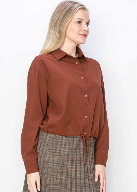 Rust-Colored Shirt with Drawstring