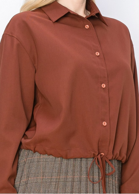 Rust-Colored Shirt with Drawstring