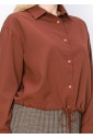 Rust-Colored Shirt with Drawstring