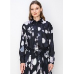 Abstract Print Drawstring Blouse