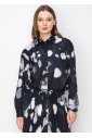 Abstract Print Drawstring Blouse