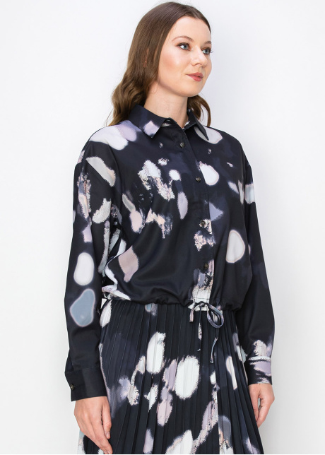 Abstract Print Drawstring Blouse