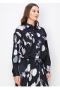 Abstract Print Drawstring Blouse