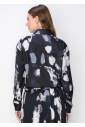 Abstract Print Drawstring Blouse