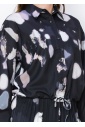 Abstract Print Drawstring Blouse