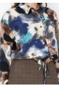 Blue Watercolor Floral Blouse