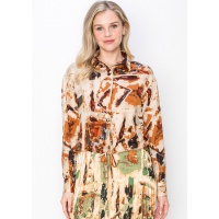 Rust and Beige Abstract Blouse