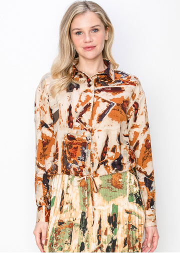 Rust and Beige Abstract Blouse