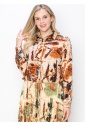 Rust and Beige Abstract Blouse