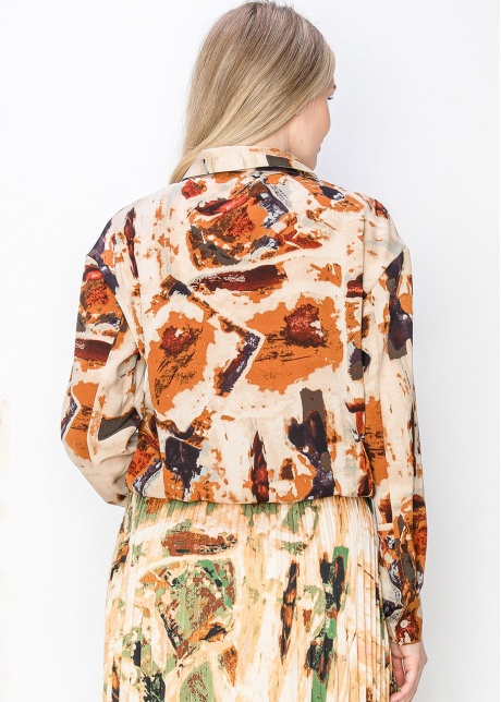 Rust and Beige Abstract Blouse