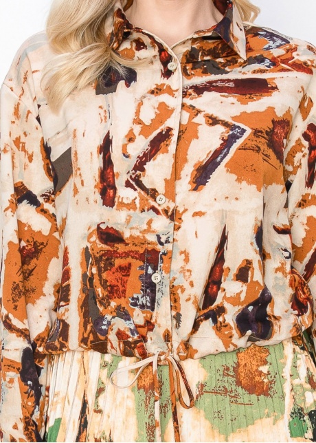 Rust and Beige Abstract Blouse