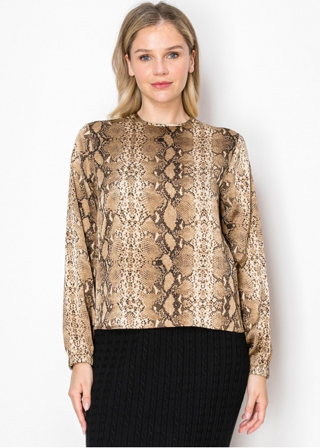 Snake Print Long-Sleeve Top