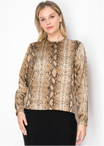 Snake Print Long-Sleeve Top