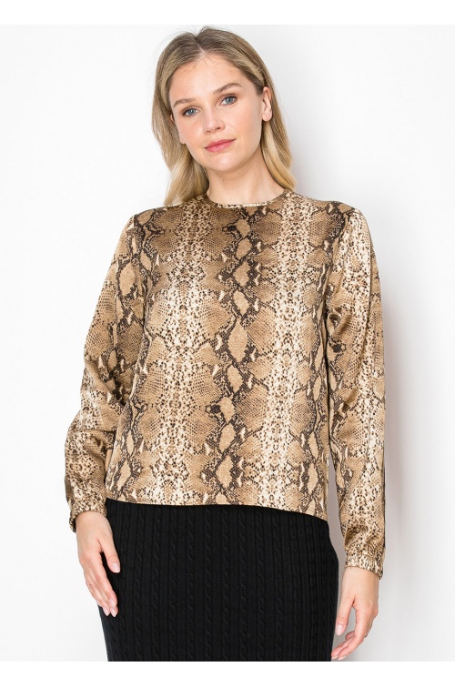 Snake Print Long-Sleeve Top