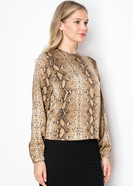 Snake Print Long-Sleeve Top