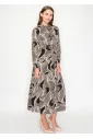 Graphic Wave Pattern Belted Midi Dress