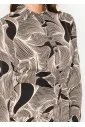 Graphic Wave Pattern Belted Midi Dress
