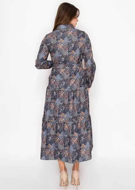 Patchwork Paisley Dress – Navy Mix