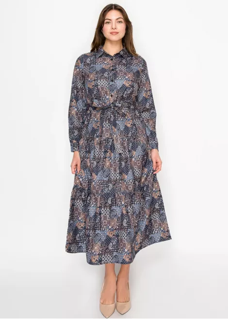 Patchwork Paisley Dress – Navy Mix Patchwork Paisley Dress – Navy Mix