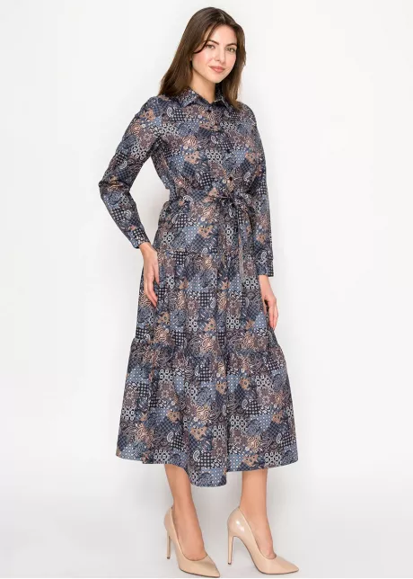 Patchwork Paisley Dress – Navy Mix