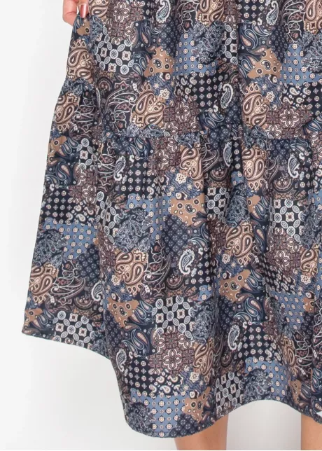 Patchwork Paisley Dress – Navy Mix