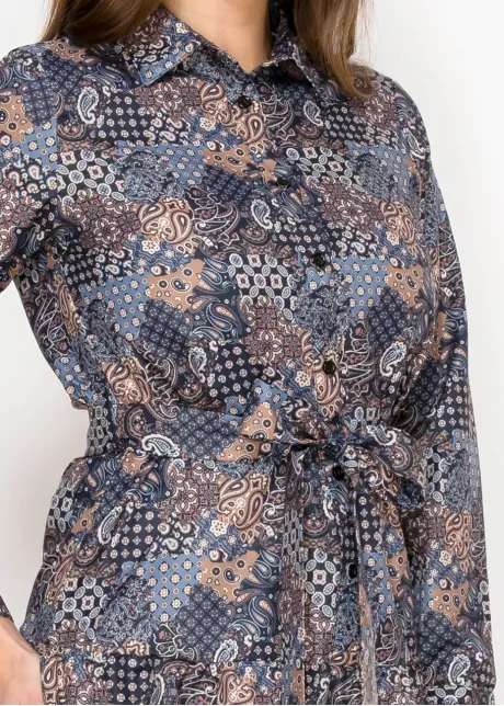 Patchwork Paisley Dress – Navy Mix