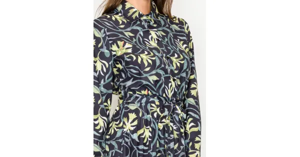 Black Green Floral Button-Front Midi Dress | Modest Women Clothing - YAL  New York