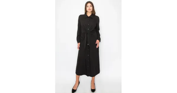 black long sleeve shirt dress The Shea Long Sleeve T-Shirt Dress 3 — L main image 0