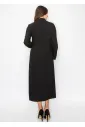 Long Sleeve Collared Black Midi Dress