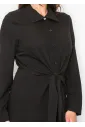 Long Sleeve Collared Black Midi Dress