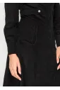 Black corduroy shirt dress with long sleeves